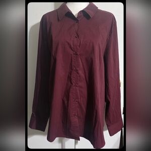 Time And Tru, Burgundy Button-Up Shirt Size XXXL
